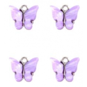 Bedel vlinder antiek zilver purple, per stuk